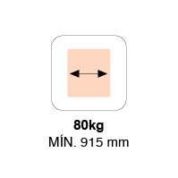 MIN. WIDTH FOR 80KG 915mm